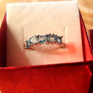 Silver Topaz Half Eternity Ring